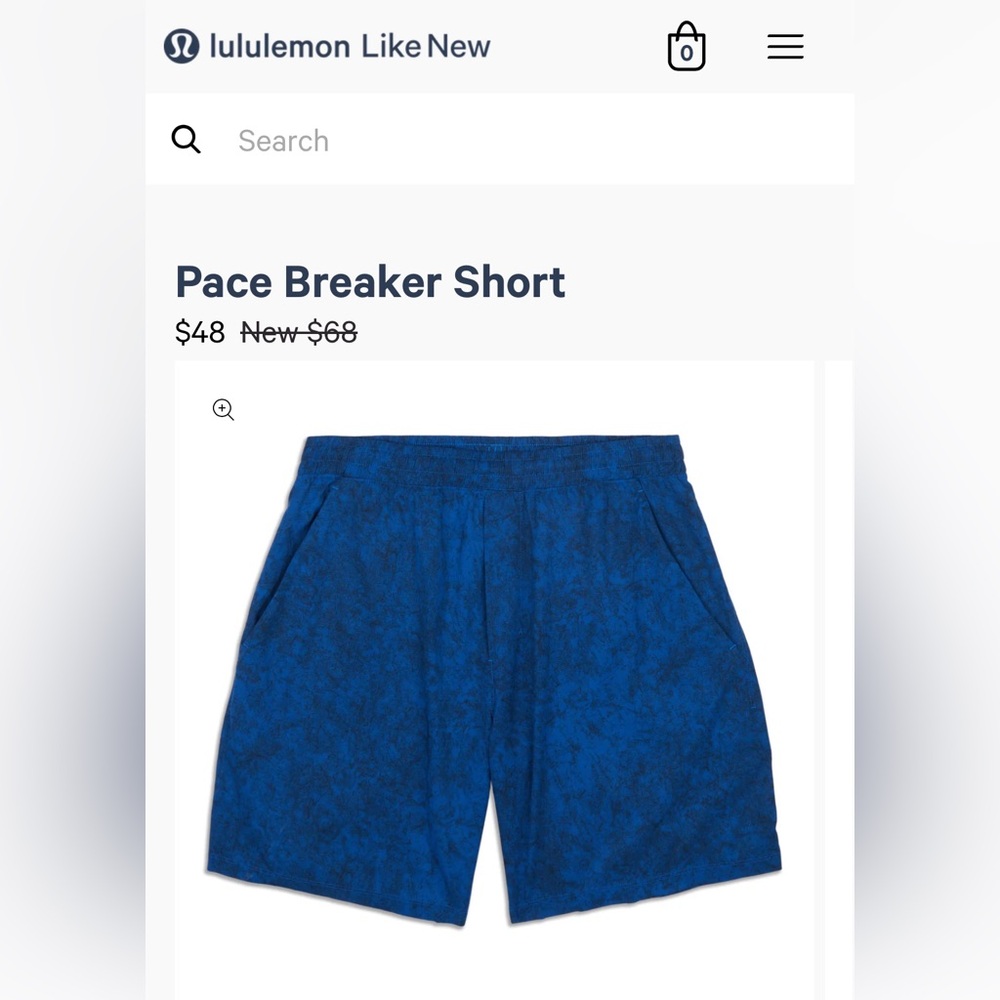 Lululemon Men’s Pacebreaker short, lined. Size M.